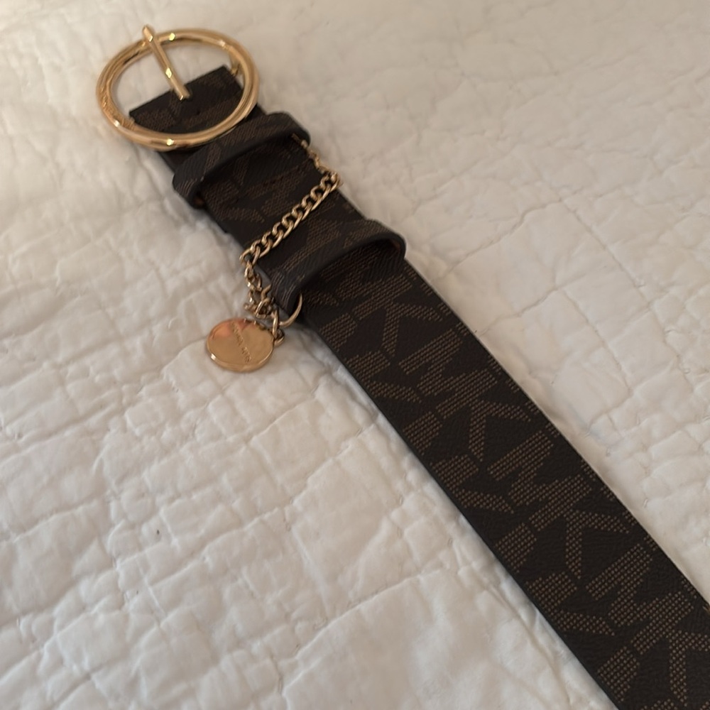 Michael Kors Dark Brown Belt with‎ Gold Chain Detail - Picture 6 of 6